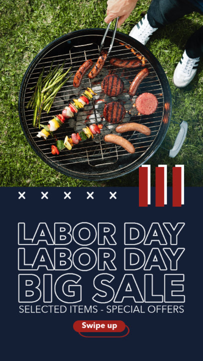Instagram Story Template Featuring Labor Day Offers for Grill Products 4322-el1