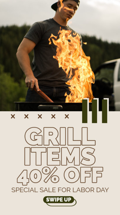Instagram Story Maker Featuring a Special Labor Day Sale for a Grill Store 4322c-el1