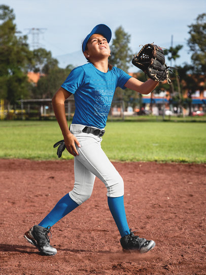 Custom Softball Jerseys - Girl About to Catch a Ball at the Field a16811