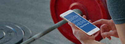 Wide Mockup of an iPhone 6 at a Workout