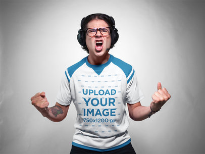 eSports Jersey - Excited Man with Headphones