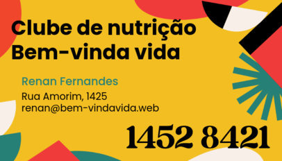 Colorful Business Card Design Generator for a Brazilian Nutritionist 