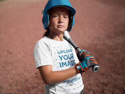 Custom Softball Jerseys - Girl Holding her Bat a16818