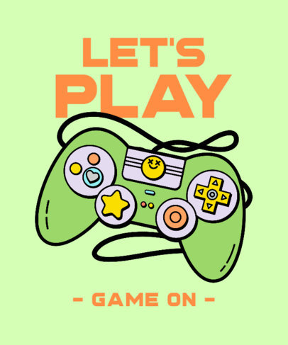 T-Shirt Design Template with a Gaming Controller Illustration