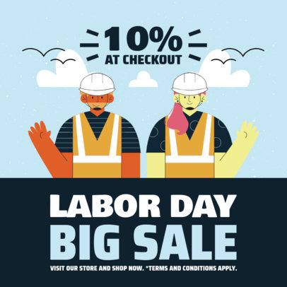 Instagram Post Generator for a Labor Day Sale with Illustrations