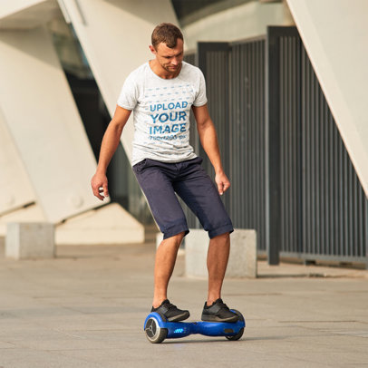 T-Shirt Mockup of a Man on a Hoverboard m8274-r-el2