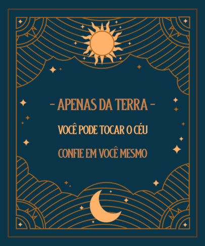 T-Shirt Design Template with an Inspirational Quote and a Mystical Frame