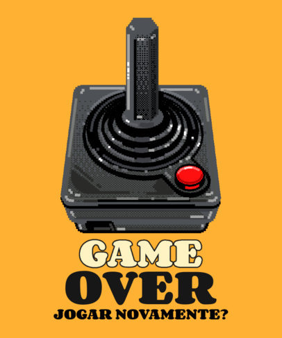 Retro T-Shirt Design Template with a Gaming Joystick Graphic