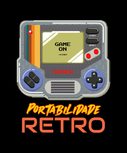 T-Shirt Design Template Featuring a Retro Portable Gaming Gadget