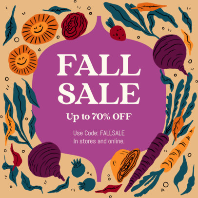 Fall-Themed Instagram Post Design Template With Sales