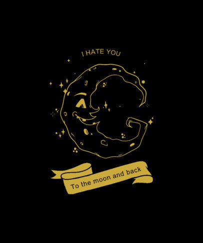 T-Shirt Design Template With a Halloween Theme and a Spooky Moon Graphic