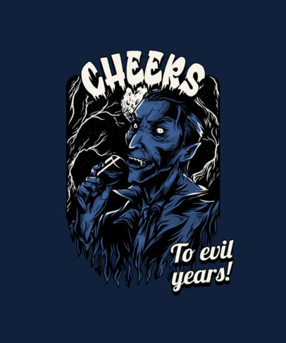 T-Shirt Design Template Featuring Vintage Horror Illustrations