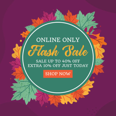 Ad Banner Template for a Fall Sale Ad Featuring Colorful Leaves Illustrations