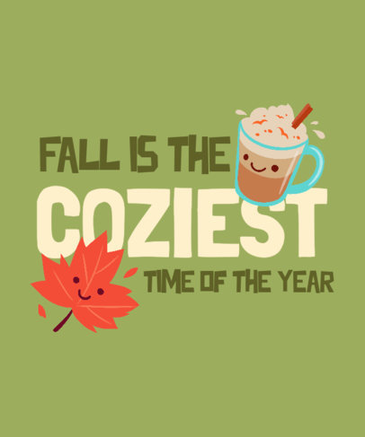 T-Shirt Design Template with Adorable Fall-Themed Graphics and Quote 3995h