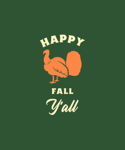 T-Shirt Design Template for a Happy Fall Featuring a Turkey Graphic