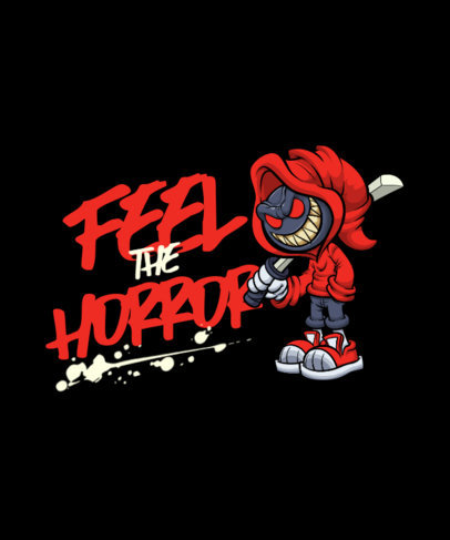 Halloween T-Shirt Design Template Featuring Cartoonish Characters