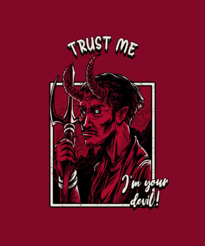 Illustrated T-Shirt Design Maker with a Vintage Demonic Character