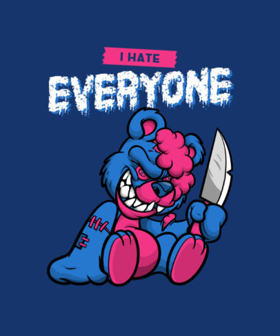 T-Shirt Design Template Featuring an Evil Teddy Bear
