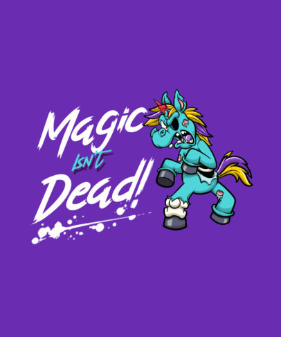 T-Shirt Design Template with a Fun Graphic of a Zombie Unicorn