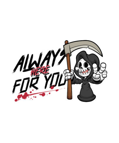 Horror T-Shirt Design Creator Featuring a Cartoonish Grim Reaper