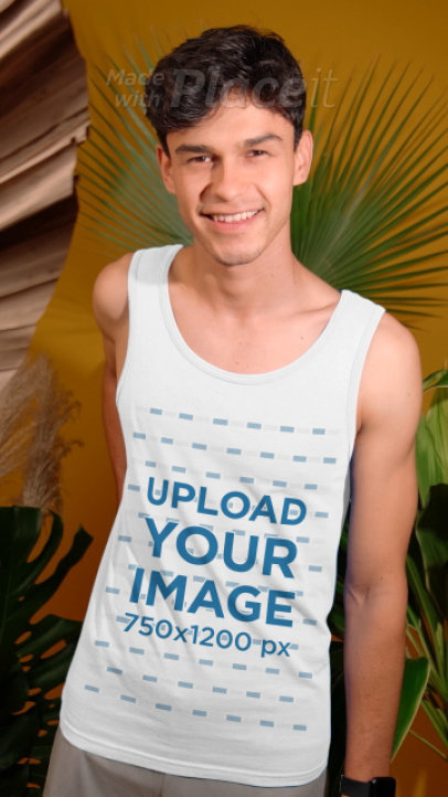 Tank Top Video Featuring a Happy Young Man at a Studio 