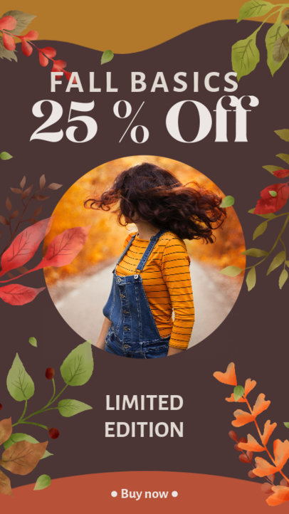 Instagram Story Maker for Fashion Deals Featuring Fall-Themed Graphics