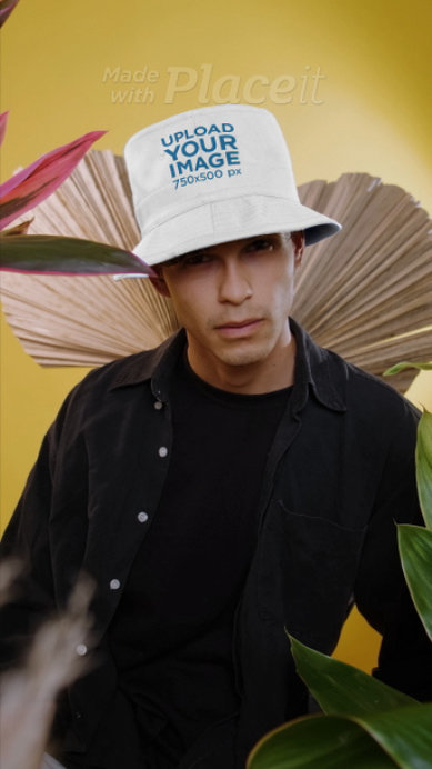 Bucket Hat Video Featuring a Cool Man in a Studio