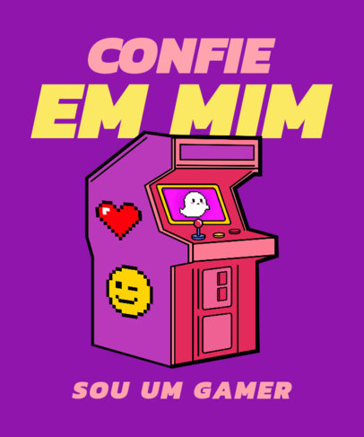 Gaming T-Shirt Design Template Featuring a Retro Arcade Machine