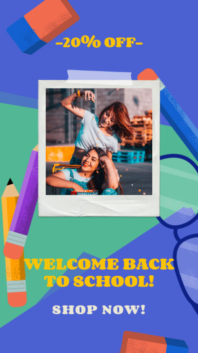 Instagram Story Design Template Featuring a Back-to-School Special Offer