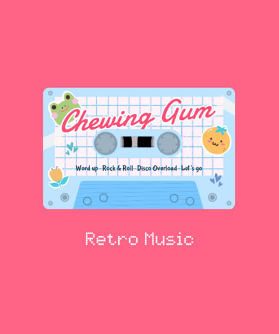 T-Shirt Design Maker Featuring Retro Music Cassettes with Kawaii Graphics