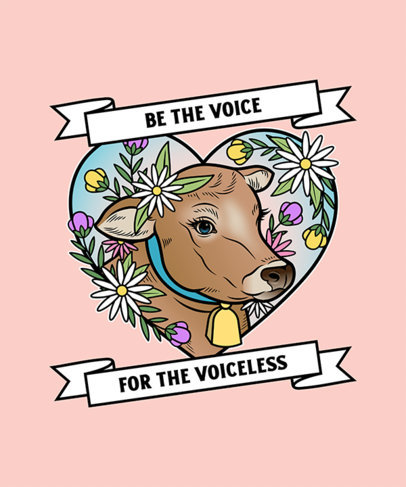 T-Shirt Design Template Featuring Animal Rights Illustrations