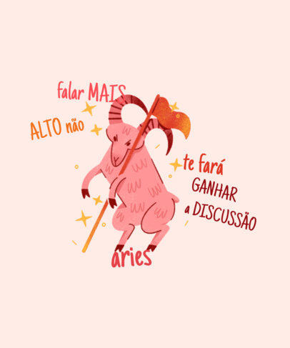 Fun T-Shirt Design Template with Illustrations of Zodiac Signs