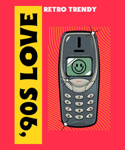 '90s-Themed T-Shirt Design Template Featuring Tech Devices
