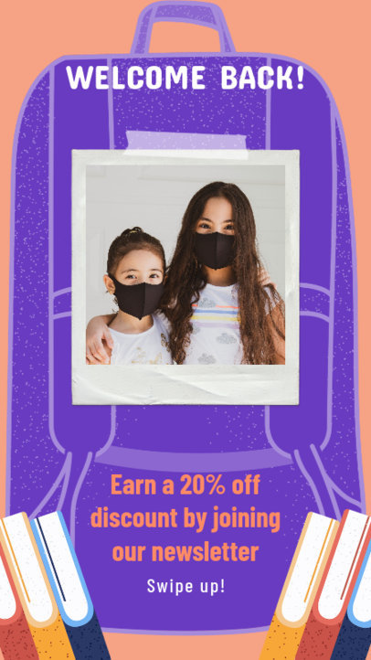 Back-to-School-Themed Instagram Story Design Generator Featuring Pictures and Discounts