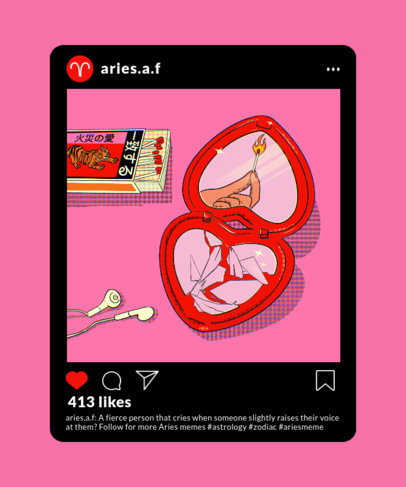 Illustrated T-Shirt Design Template Featuring Internet Horoscope Pictures 4015