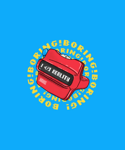 T-Shirt Design Template Featuring 90's Illustrations with Warped Quotes