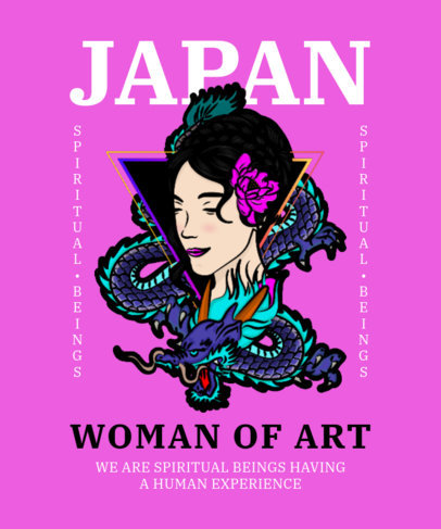 T-Shirt Design Creator with a Graphic of a Japanese Woman and a Dragon