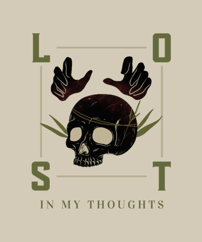 T-Shirt Design Creator Featuring a Dark Skull Illustration