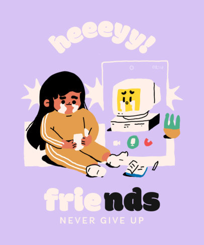 T-Shirt Design Creator With a Graphic of a Woman With Her Computer