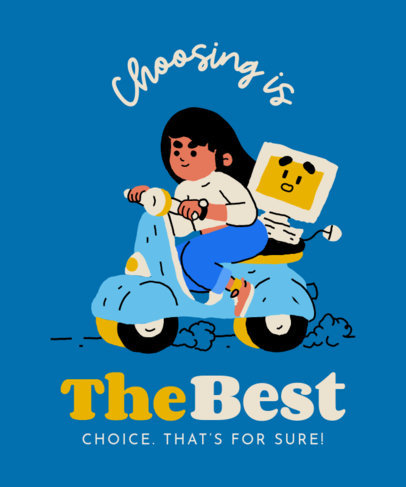T-Shirt Design Generator Featuring a Character Traveling With Her Computer