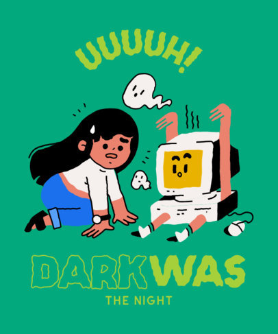 T-Shirt Design Maker Featuring a Quote About a Spooky Computer