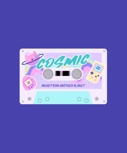 T-Shirt Design Creator Featuring a Cassette Tape with Kawaii Illustrations