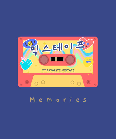 Retro T-Shirt Design Creator Featuring a Cassette with Kawaii Stickers