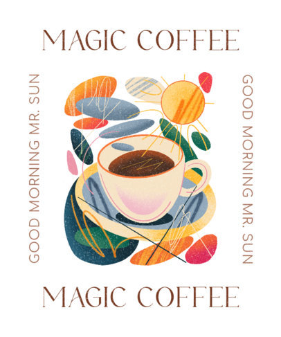 T-Shirt Design Maker for Coffee Enthusiasts Featuring Colorful Graphics