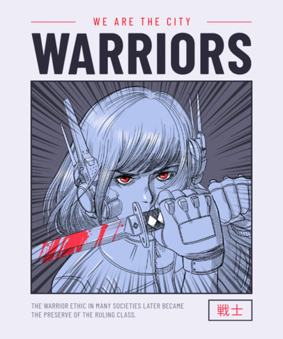 T-Shirt Design Generator Featuring a Futuristic Manga Warrior 4026d