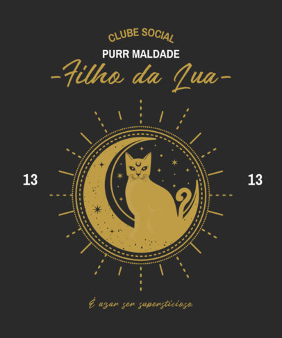 Esoteric-Styled T-Shirt Design Template with Graphics of Cats