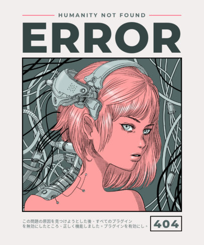 T-Shirt Design Creator with a Manga-Style Illustration of a Cyborg