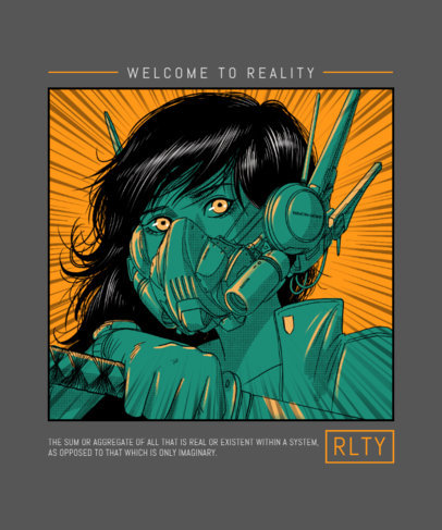 Cyberpunk-Themed T-Shirt Design Maker Featuring a Manga Character 4026c