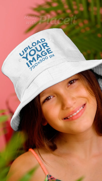 Bucket Hat Video Featuring a Happy Girl at a Studio 