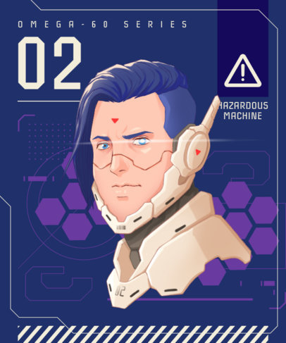 Illustrated T-Shirt Design Creator with a Futuristic Cyborg Character